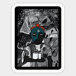 MaleMask NFT with SteampunkEye Color and DarkSkin Color - Mystery Night Background Sticker